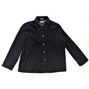 Joanna Women's Jacket Size XL Black Soft Microfiber Button-Up Unlined